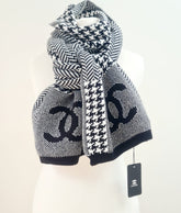 UNISEX WINTER Cozy Christmas Scarf” BLACK AND WHITE CC
